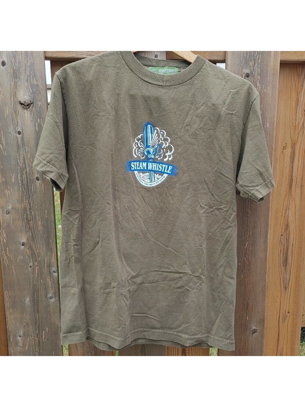 RETRO Steam Whistle t-shirt Early Brewery Days Men's Size Medium Patches 🍁
